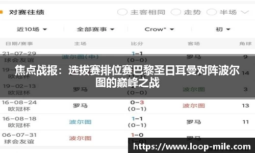 焦点战报：选拔赛排位赛巴黎圣日耳曼对阵波尔图的巅峰之战